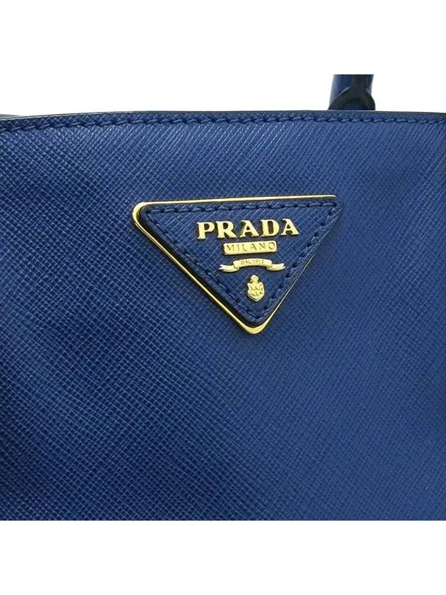 BN1844 Navy Saffiano Lux Tote Bag with Gold Logo Decoration - PRADA - BALAAN 4