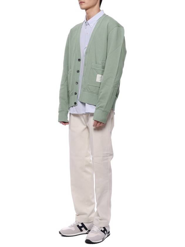 Garment Dyed V Neck Cardigan Green - THOM BROWNE - BALAAN 5