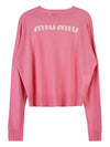 Intarsia Logo Wool Knit Top Pink - MIU MIU - BALAAN.