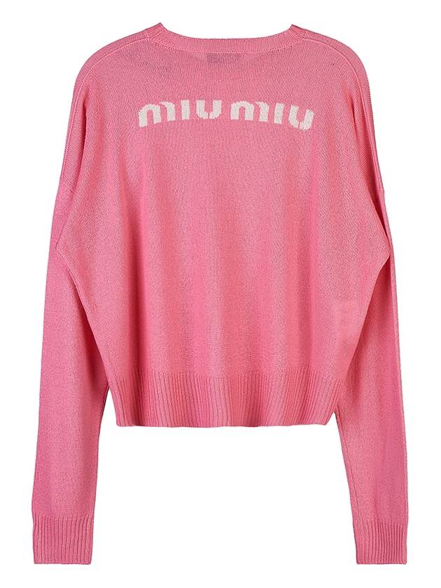 Intarsia Logo Wool Knit Top Pink - MIU MIU - BALAAN 4