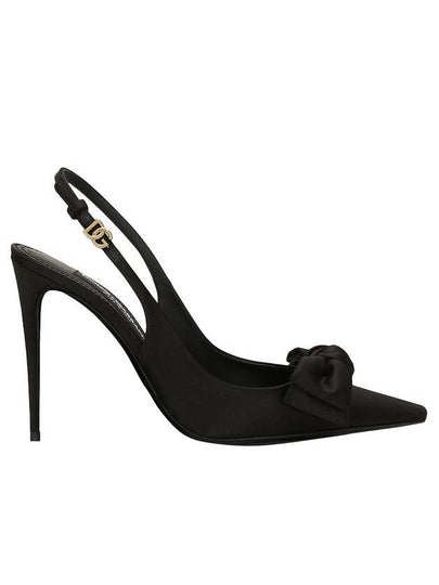 Bow Detail Satin Slingback Heel Black - DOLCE&GABBANA - BALAAN 2