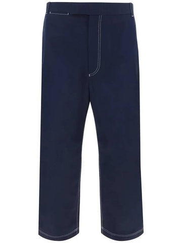 Mid rise tailored straight pants navy - THOM BROWNE - BALAAN 1