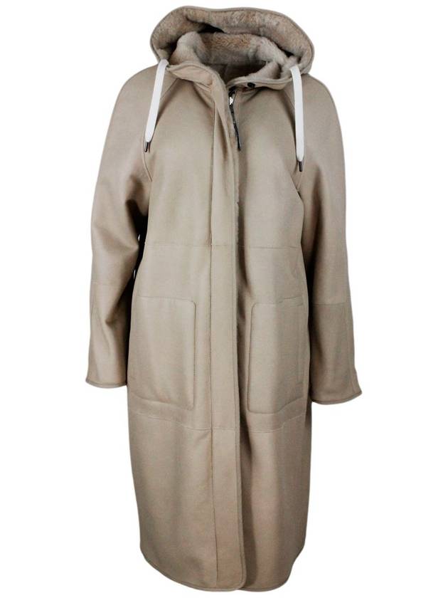 Fur Hooded Coat Beige - BRUNELLO CUCINELLI - BALAAN 5