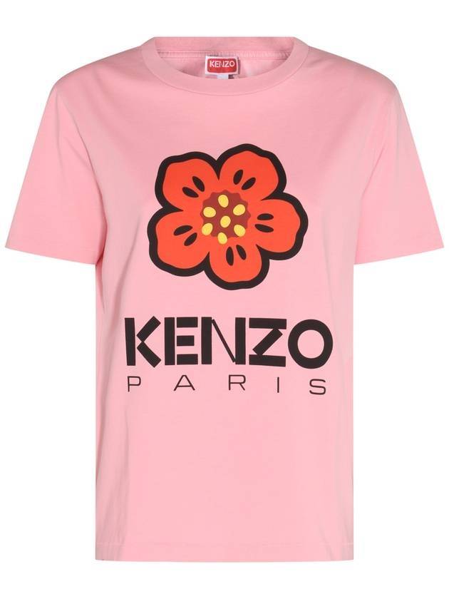 Women's Boke Flower Loose Fit Cotton Short Sleeve T-Shirt Pink - KENZO - BALAAN 1