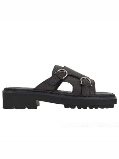 Gancini Buckle Sandals Black - SALVATORE FERRAGAMO - BALAAN 2