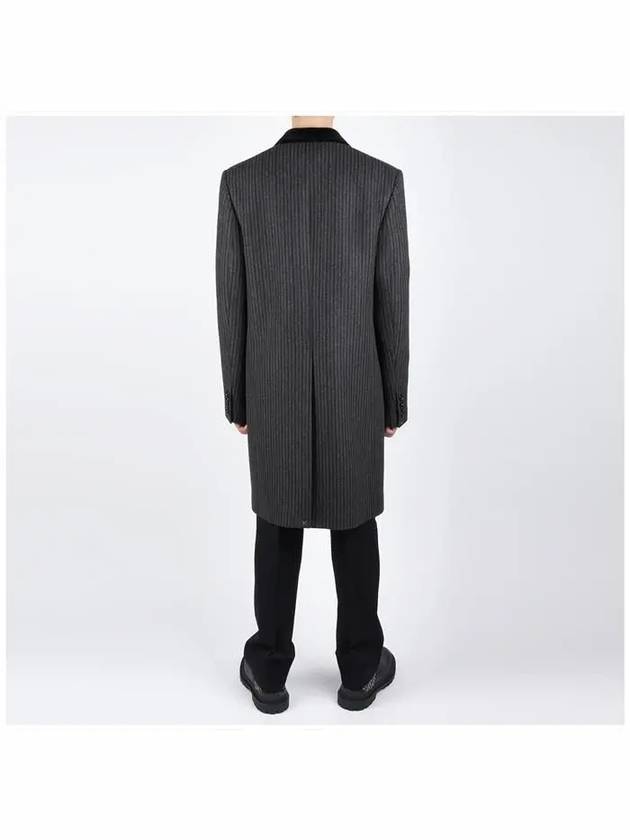 chesterfield Striped Single Coat Anthracite Black - CELINE - BALAAN 6