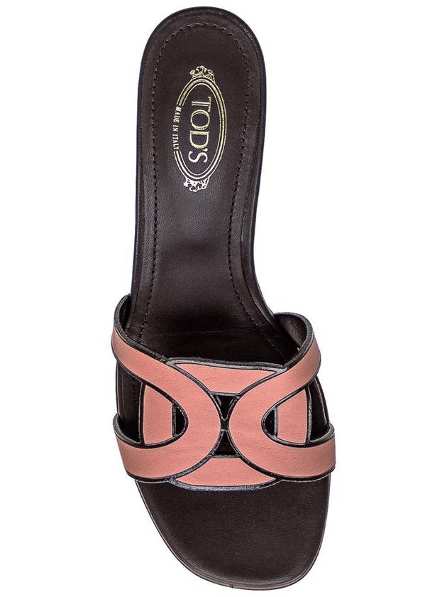 Cut Out Logo Detail Leather Sandal Heels Pink - TOD'S - BALAAN 5