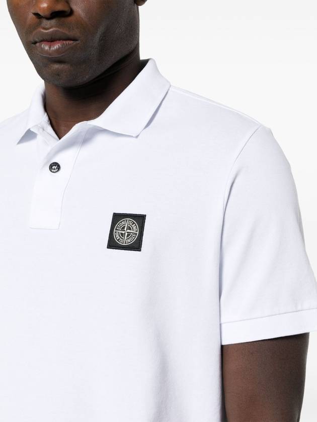 Pique Stretch Cotton Short Sleeve Polo Shirt White - STONE ISLAND - BALAAN 7