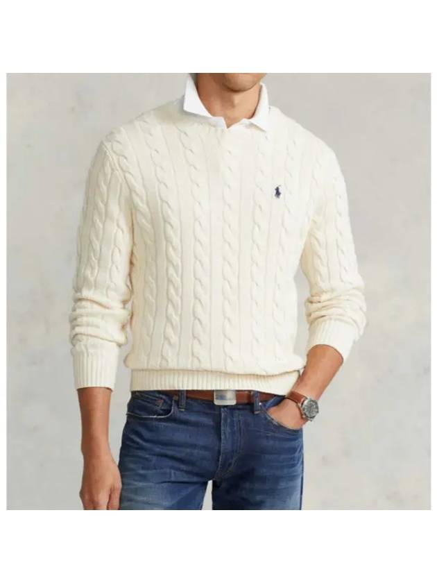 Embroidery Logo Cable Knit Top Ivory - POLO RALPH LAUREN - BALAAN 2