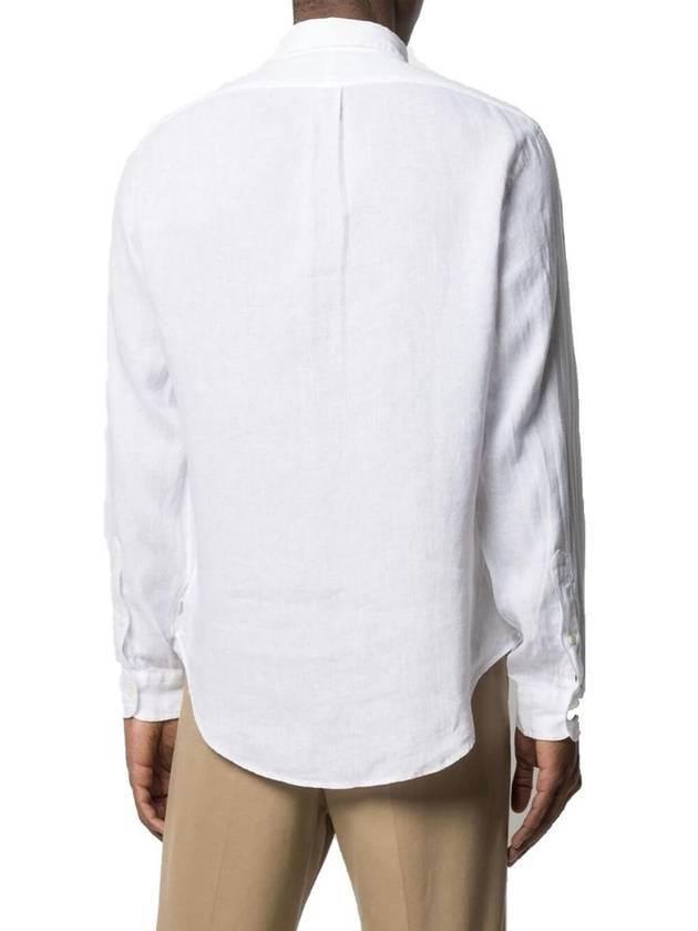 Embroidered Pony Linen Long Sleeve Shirt White - POLO RALPH LAUREN - BALAAN 5