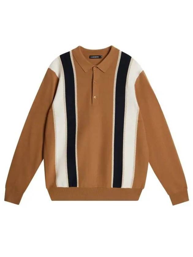 Men's Heden Striped Knit PK Shirt Chipmunk - J.LINDEBERG - BALAAN 2