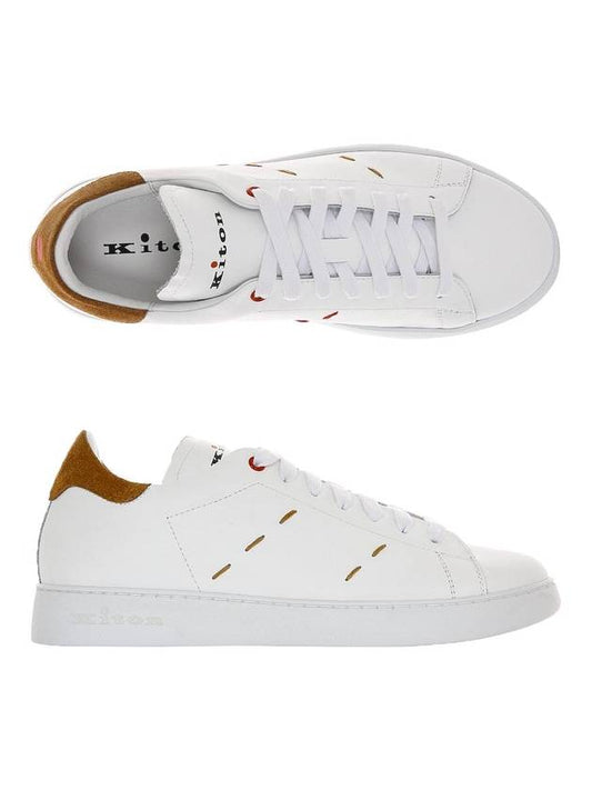 23S S USSN001 XB602006 BIANCO/TERRA stitch detail white & brown sneakers - KITON - BALAAN 2