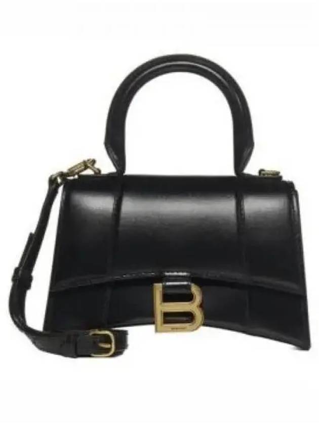 Hourglass XS Glossy Calfskin Tote Bag Black - BALENCIAGA - BALAAN 2