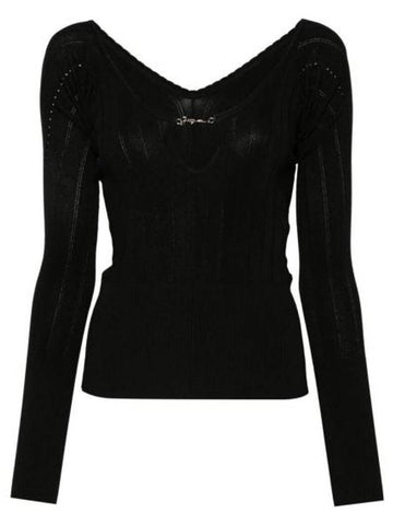 Le haut Pralu Logo Detail Cut-Out Viscose Knit Top Black - JACQUEMUS - BALAAN 1