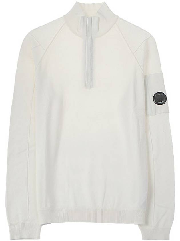 Lens Wappen Half Zip Knit Top White - CP COMPANY - BALAAN 2