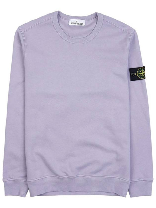 Brushed Cotton Fleece Garment Dyed Crewneck Sweatshirt Lavender - STONE ISLAND - BALAAN 2