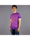 Men's printed round shortsleeved tshirt violet - DSQUARED2 - BALAAN 7