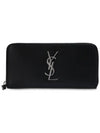 Monogram Silver Logo Long Wallet Black - SAINT LAURENT - BALAAN.