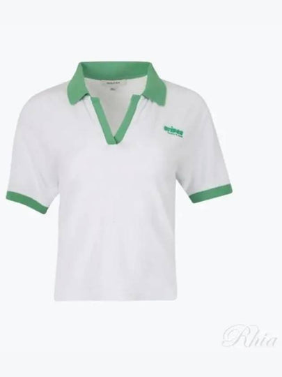 V-Neck Cotton Short Sleeve T-shirt Green White - SPORTY & RICH - BALAAN 2