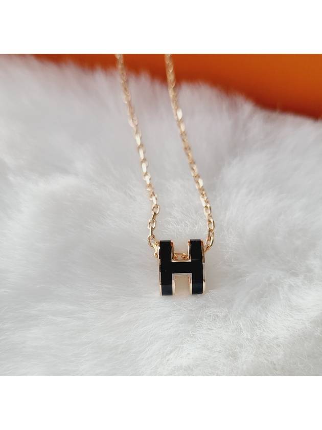 Mini Pop H Pendant Rose Gold & Noir - HERMES - BALAAN 2