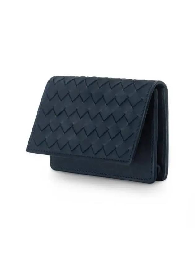 Intrecciato Flap Business Card Wallet Navy - BOTTEGA VENETA - BALAAN 4