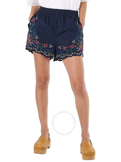 floral embroidery pattern banding shorts navy - CHLOE - BALAAN 2