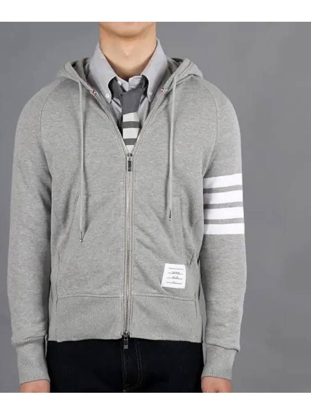 Engineered 4 Bar Diagonal Zip Up Hoodie Light Grey - THOM BROWNE - BALAAN 2