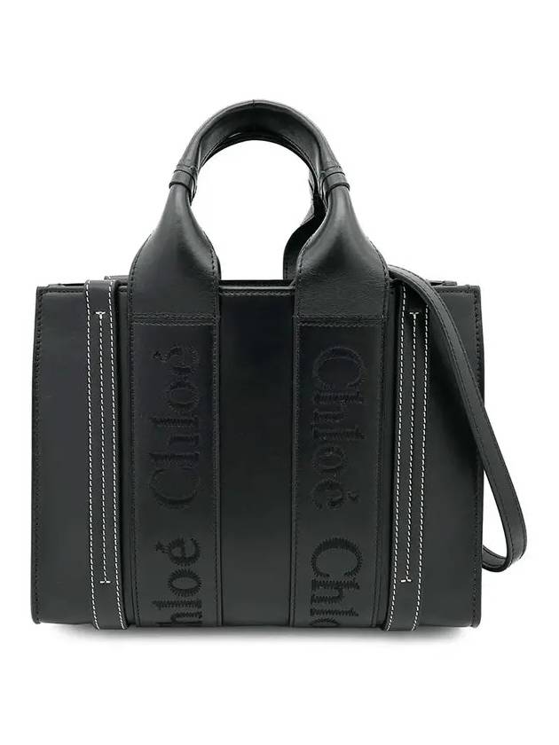 Woody Small Leather Tote Bag Black - CHLOE - BALAAN 3