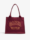 Logo Tote Bag Shoulder Burgundy Women s - GANNI - BALAAN 4