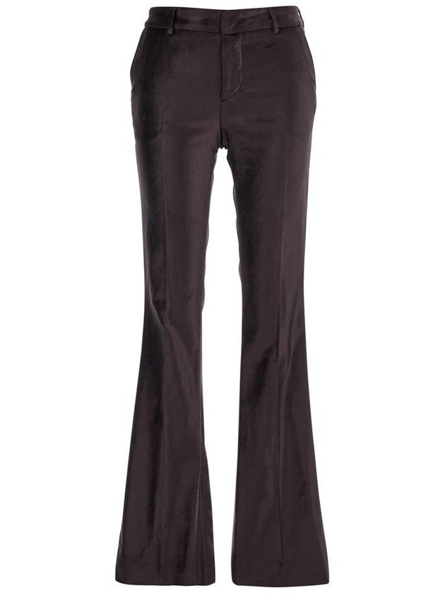 'Elsa' Brown Flared Trousers With Velvet Effect In Cotton Blend Woman - PT TORINO - BALAAN 1