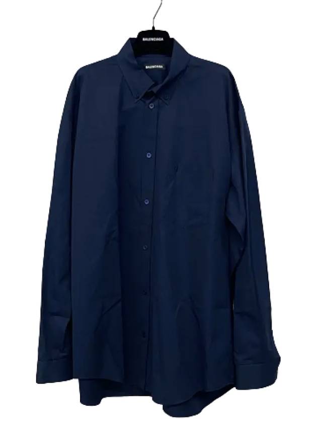 Back Logo Long Sleeve Shirt Navy - BALENCIAGA - BALAAN 3