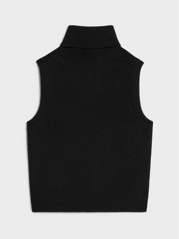 Triomphe Embroidered Turtleneck Scottish Cashmere Sleeveless Black - CELINE - BALAAN 3