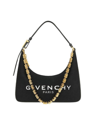 Moon Cut-out Chain Canvas Small Shoulder Bag Black - GIVENCHY - BALAAN 1