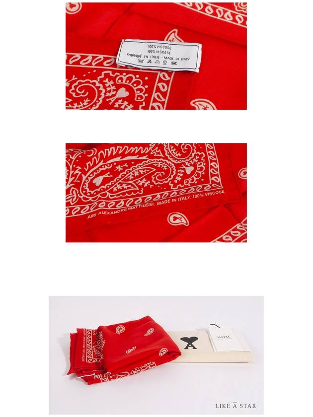 Paisley Heart Logo Print Muffler Red - AMI - BALAAN 4