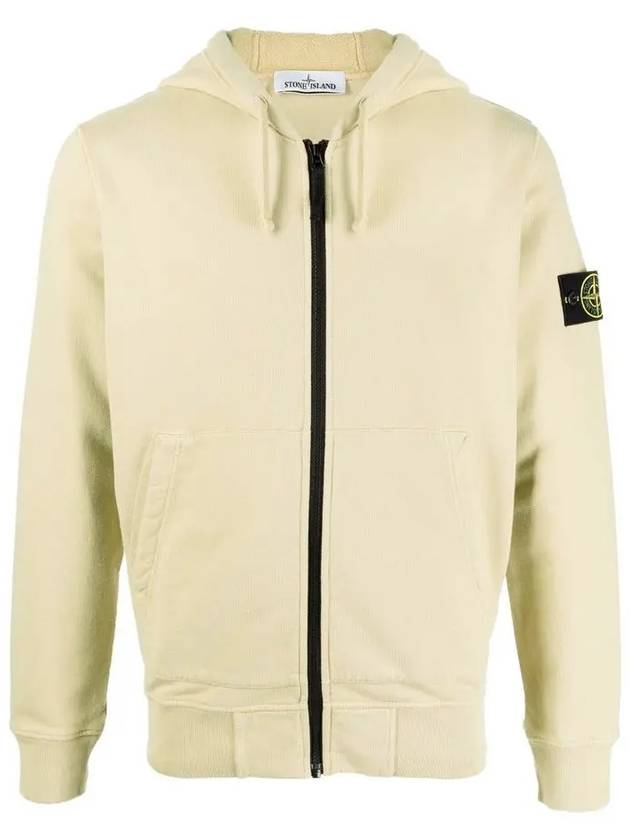 Wappen Patch Cotton Fleece Zip Up Hoodie Beige - STONE ISLAND - BALAAN 2