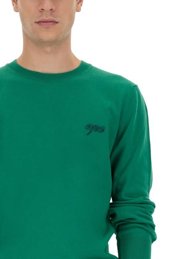 OTIS logo crew neck knit top green - A.P.C. - BALAAN 5