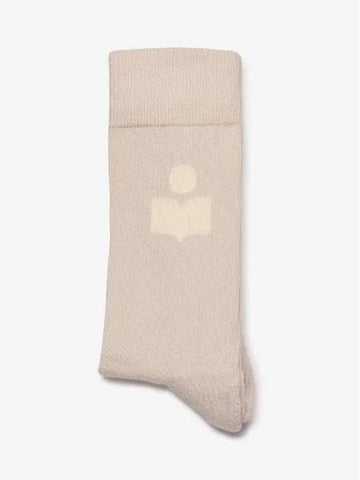 Siloki Logo Sports Socks Ecru CT001JHAA1C03J23EC - ISABEL MARANT - BALAAN 1