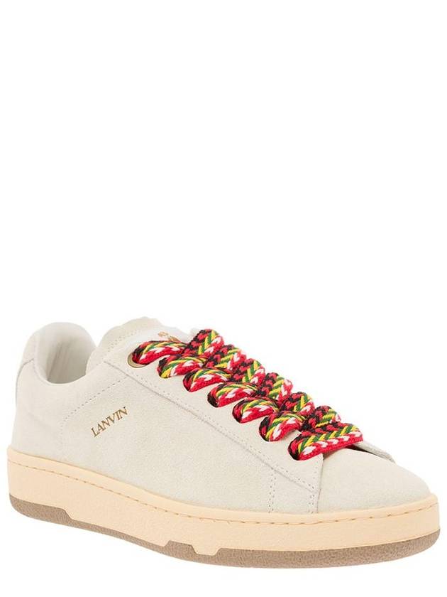 'Lite Curb' White Low Top Sneakers With Oversized Multicolor Laces In Leather Woman - LANVIN - BALAAN 2