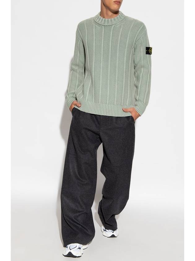 Wappen Patch Mock Neck Knit Top Sage Green - STONE ISLAND - BALAAN 3