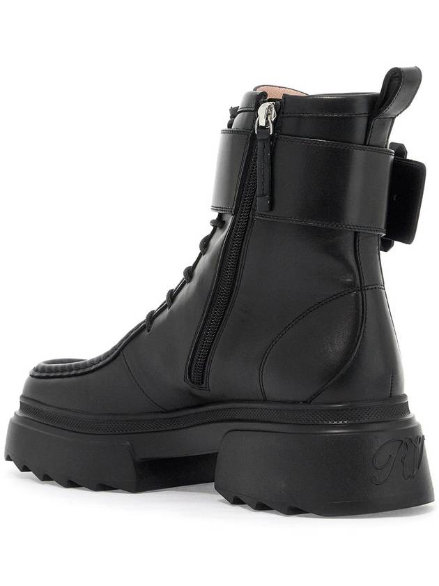 Wallaviv Leg Strap Leather Worker Boots Black - ROGER VIVIER - BALAAN 4