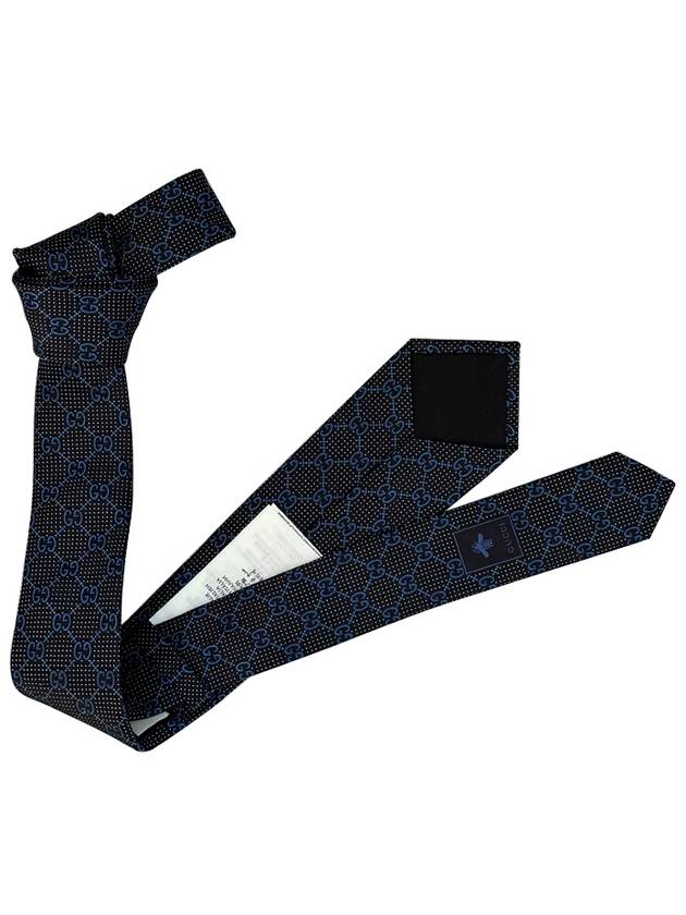 Men's GG Dot Pattern Silk Necktie Blue - GUCCI - BALAAN 4