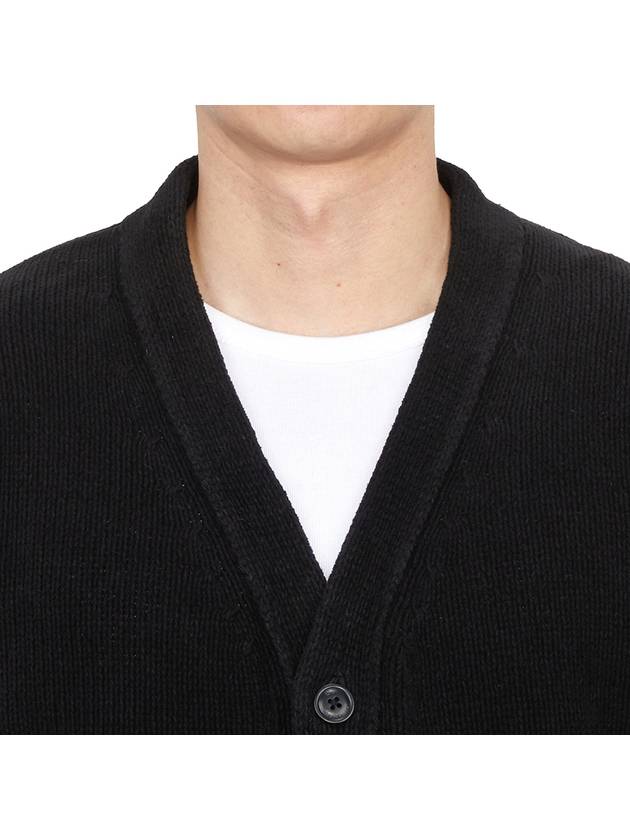 Cotton Chenille Buttoned Cardigan Black - CP COMPANY - BALAAN 6