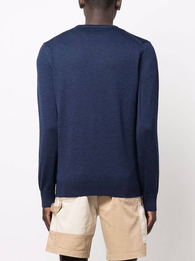 Fox head Patch Regular Round Neck Pullover Knit Top Navy Melange - MAISON KITSUNE - BALAAN 6