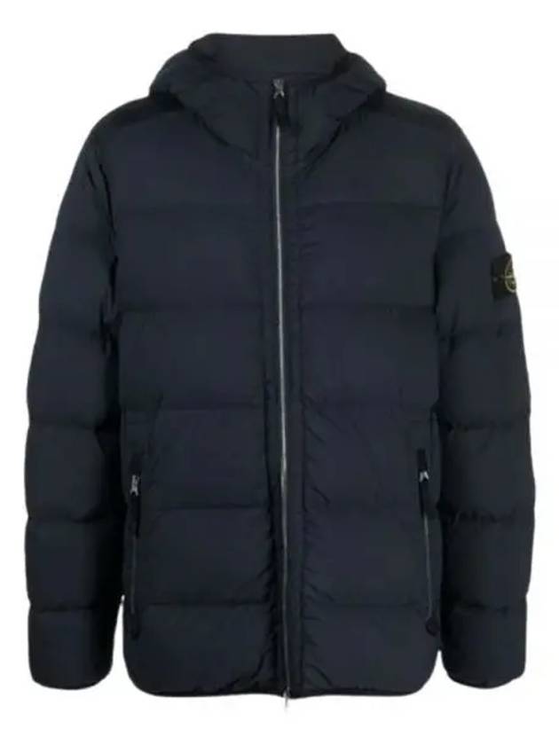 Seamless Logo Nylon Hooded Down Jacket Navy - STONE ISLAND - BALAAN 2