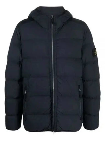 Seamless Logo Nylon Hooded Down Jacket Navy - STONE ISLAND - BALAAN 2