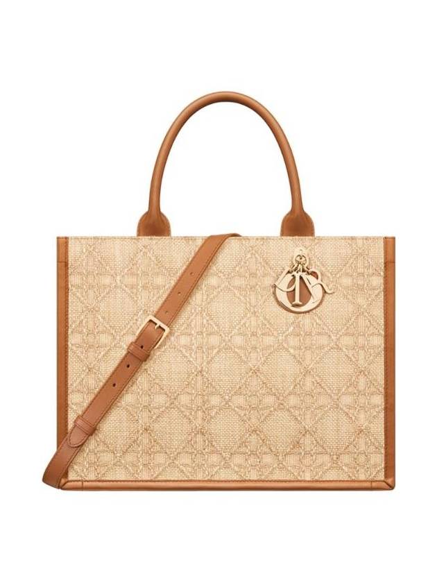 Cannage Medium Raffia Book Tote Bag Beige - DIOR - BALAAN 1