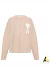 Intarsia Heart Logo Knit Top Powder Pink - AMI - BALAAN 2