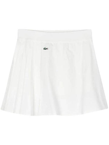 Logo Mini Side Pleats Skirt White - LACOSTE - BALAAN 1