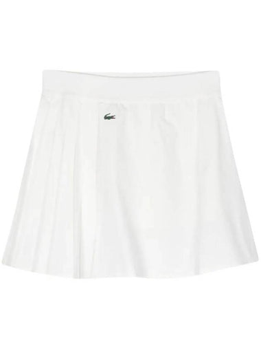 Logo Mini Side Pleats Skirt White - LACOSTE - BALAAN 1