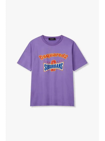 Men s Retro Logo Crewneck T Shirt Purple - DSQUARED2 - BALAAN 1